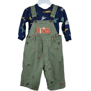 Toddler Overalls Size 12 mo Dinosaur Embroidered Bib Style Pants Outfit